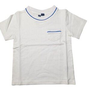 Janie and Jack White T-Shirt Boys Size 3 100% Cotton Pocket Coastal Blue NWT